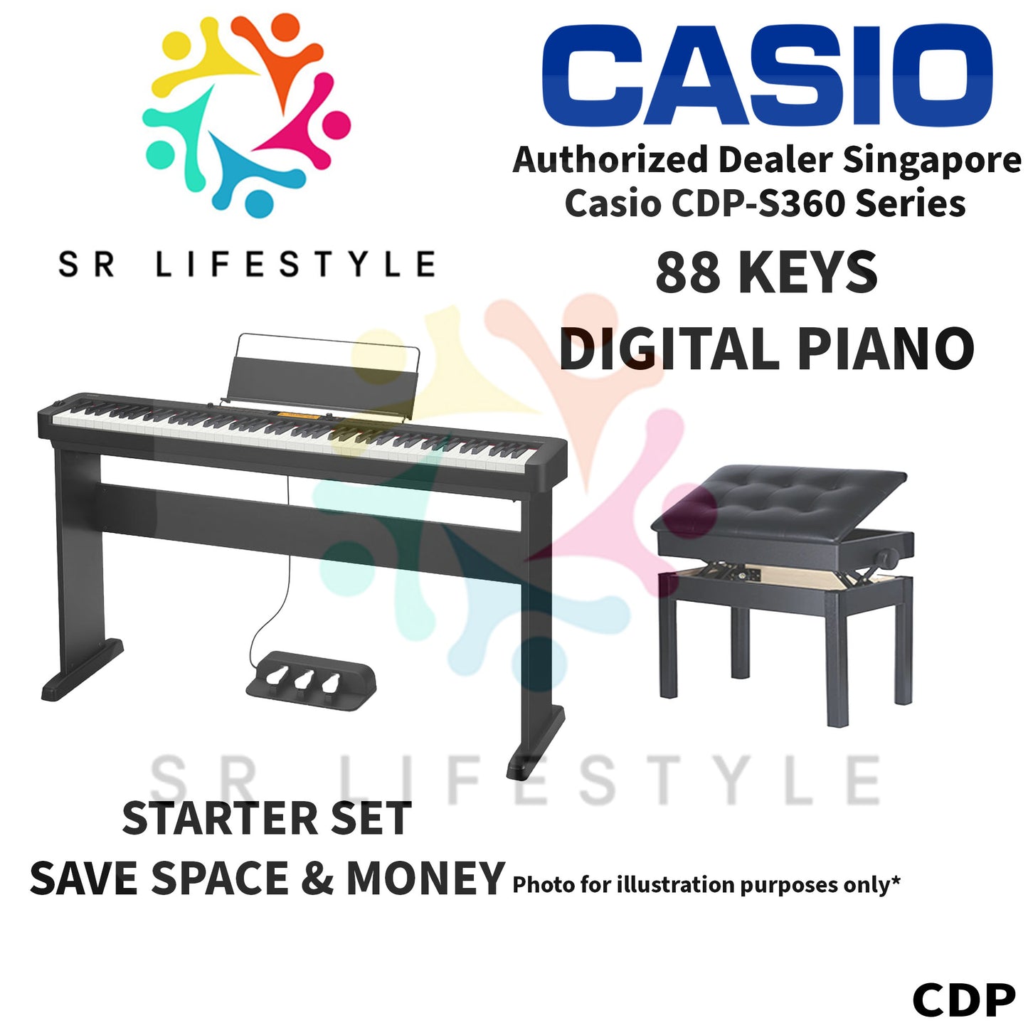 Casio CDP-S360 88-Keys Portable Digital Piano, Black