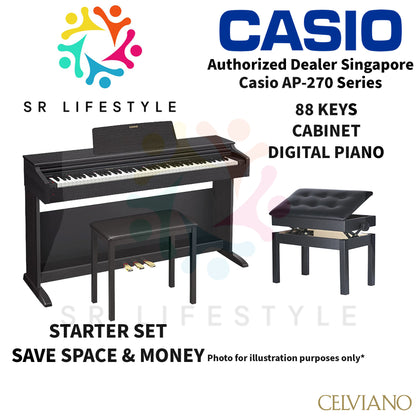 Casio AP-270 Celviano Upright Digital Piano, Black