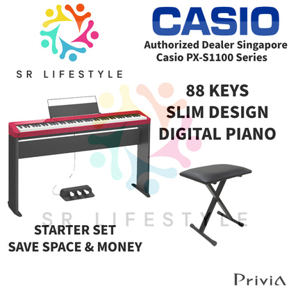 Casio PX-S1100 88-Keys Privia Portable Digital Piano, Red