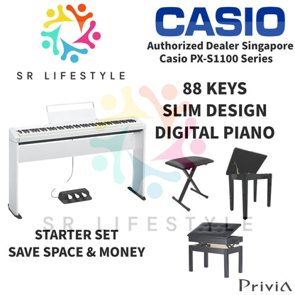 Casio PX-S1100 88-Keys Privia Portable Digital Piano, White