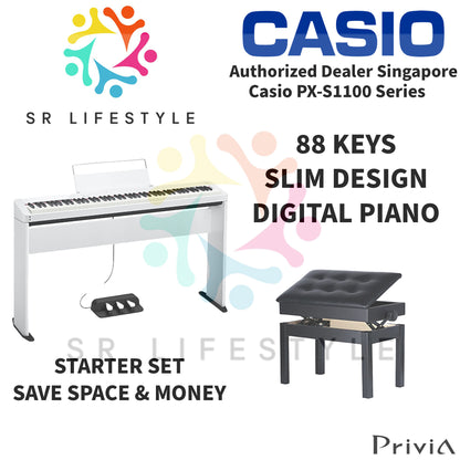 Casio PX-S1100 88-Keys Privia Portable Digital Piano, White