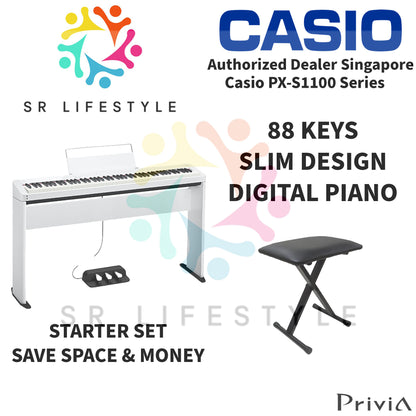 Casio PX-S1100 88-Keys Privia Portable Digital Piano, White