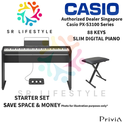 Casio PX-S3100 88-Keys Privia Portable Digital Piano, Black