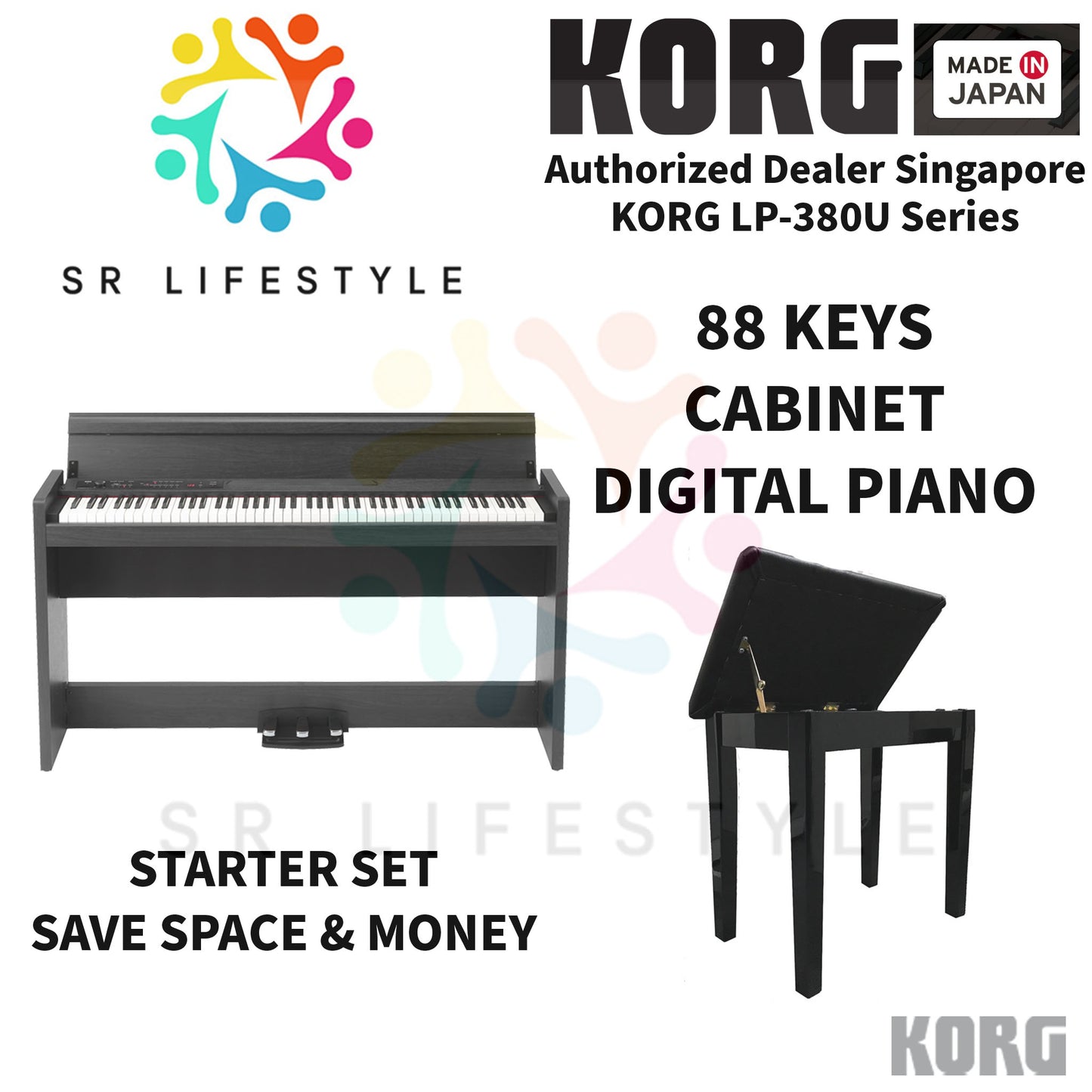 Korg LP-380U Digital Piano, Rosewood-Black