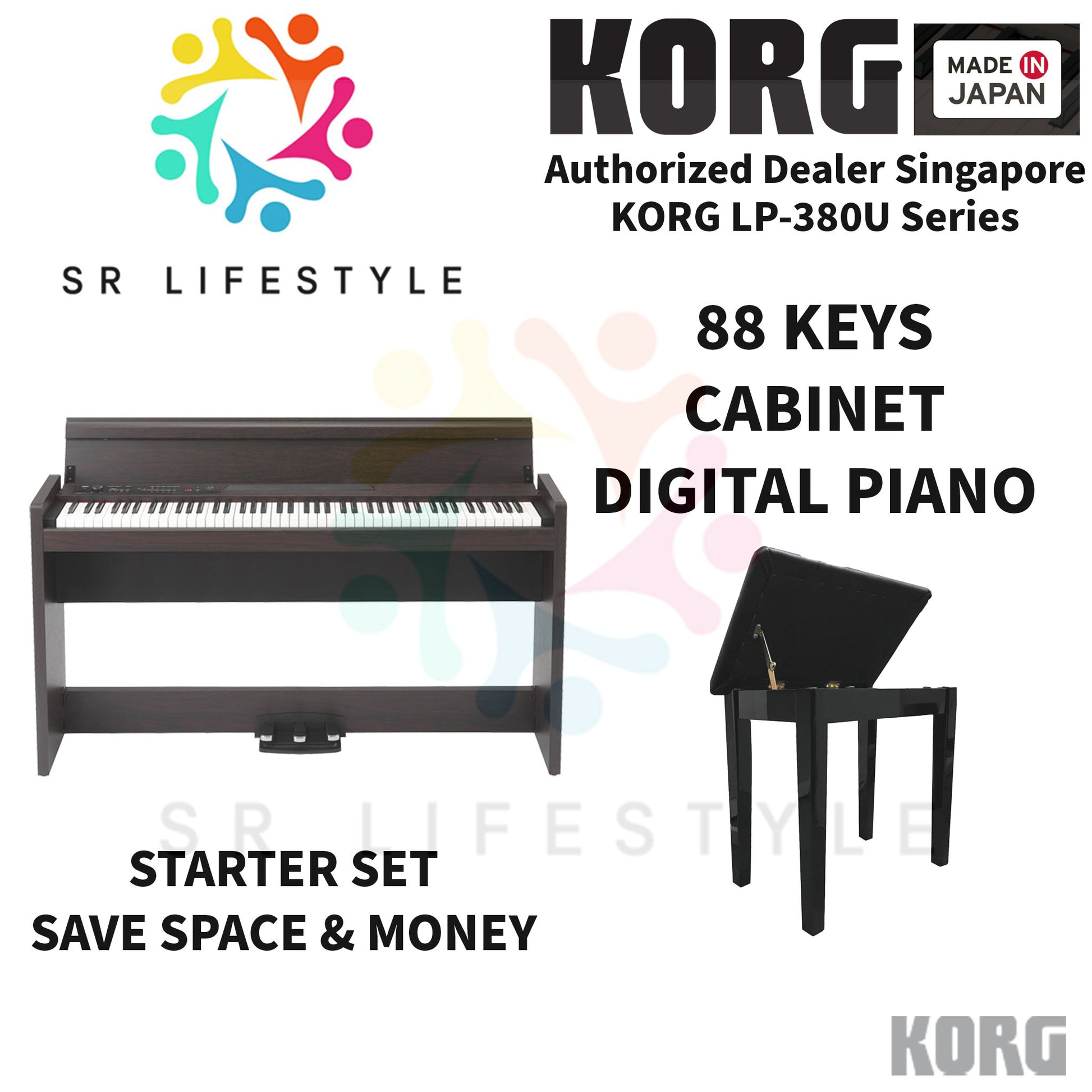 Shop & Buy Korg LP-380 / LP380 / LP 380 RW Rosewood Basic Set + Storage Piano Bench Digital Piano Keyboard 88 Keys with latest Sales & Promotions at SRLifestyleSingapore.com