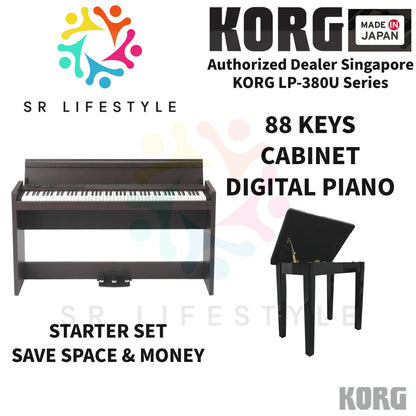 Shop & Buy Korg LP-380 / LP380 / LP 380 RW Rosewood Basic Set + Storage Piano Bench Digital Piano Keyboard 88 Keys with latest Sales & Promotions at SRLifestyleSingapore.com