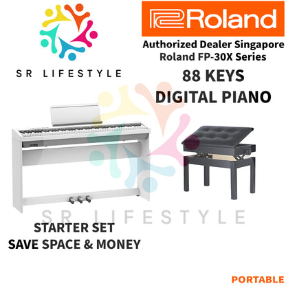 Roland FP-30X 88-Keys Portable Digital Piano, White