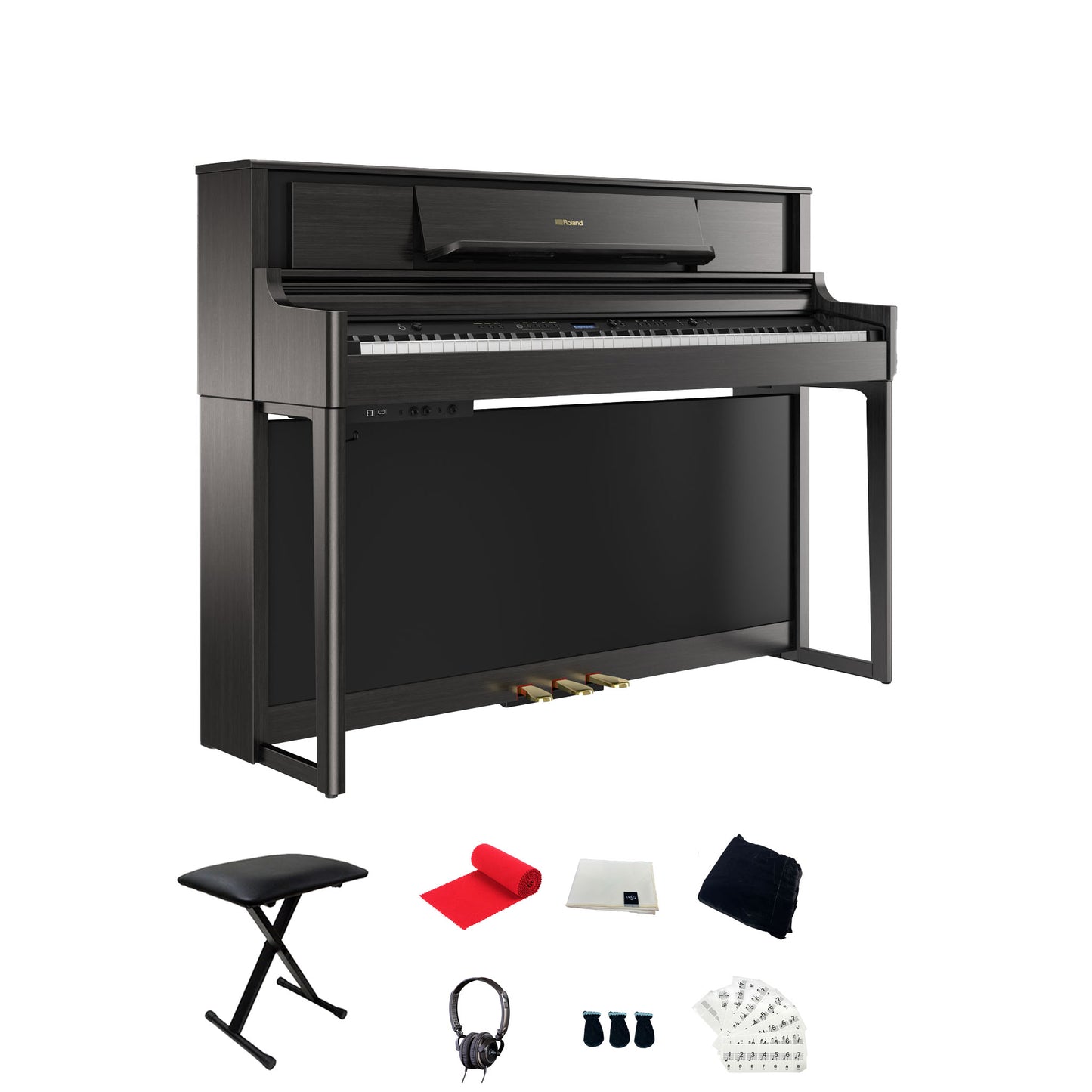 Roland LX705 Premium Upright Wooden Keys Digital Piano, Charcoal Black