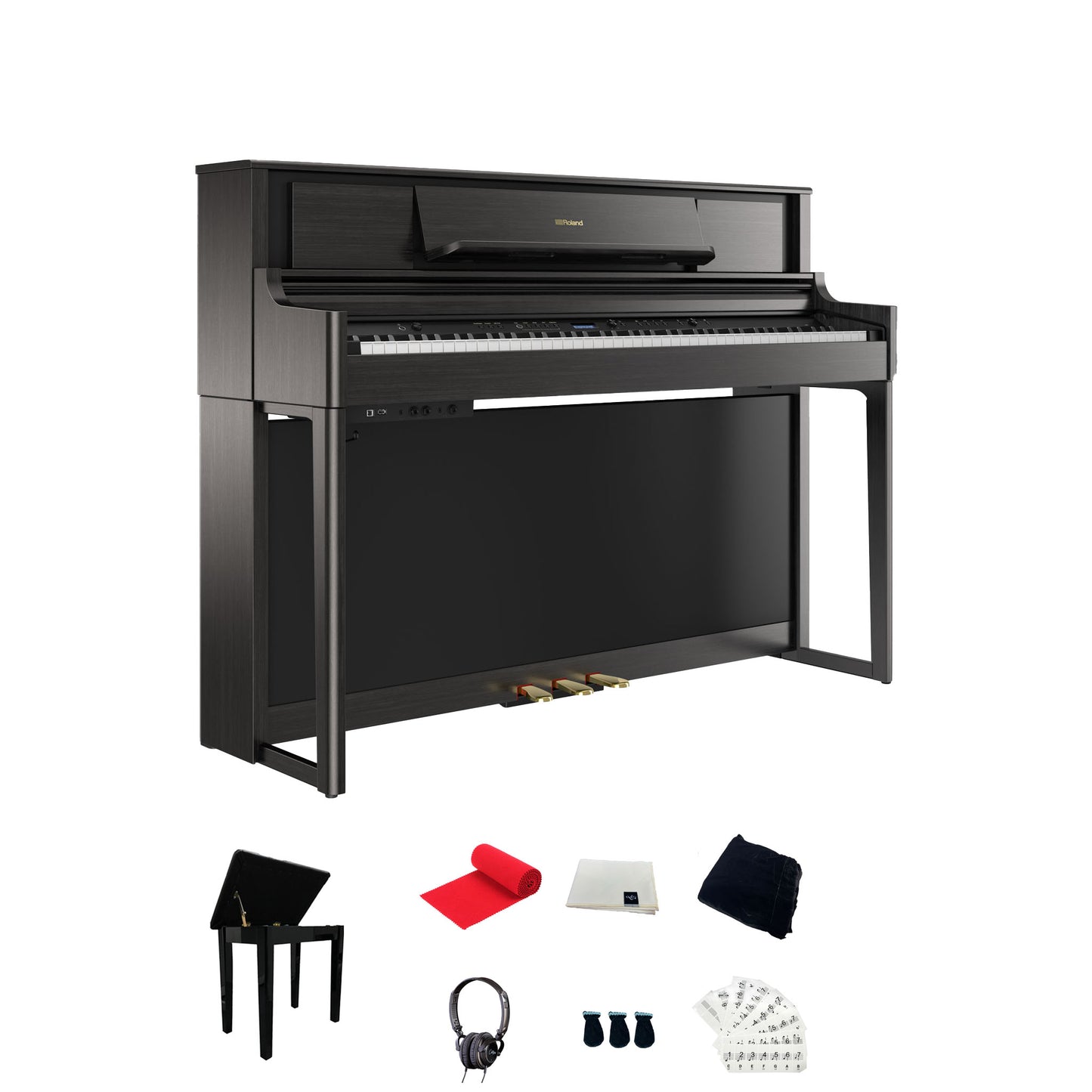 Roland LX705 Premium Upright Wooden Keys Digital Piano, Charcoal Black