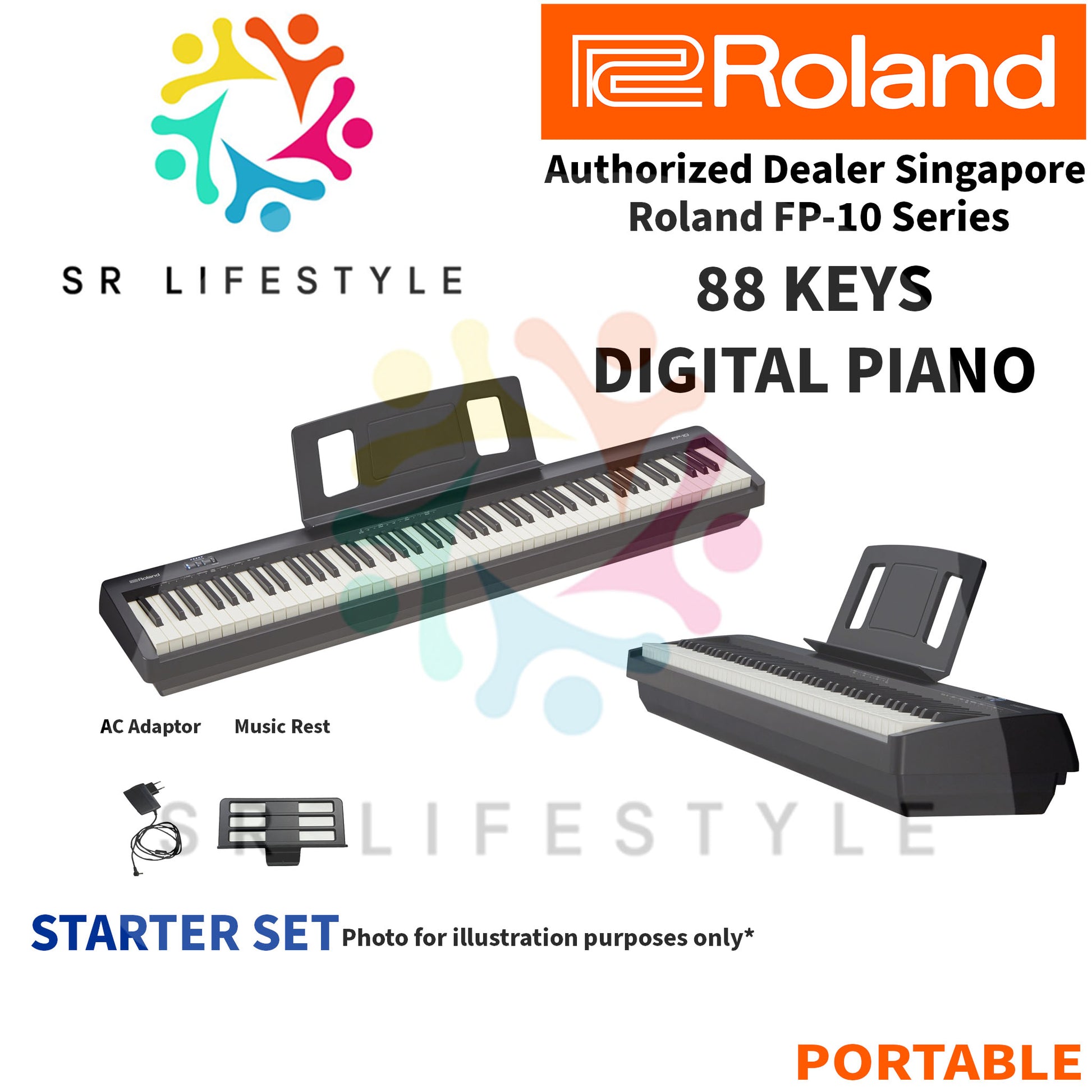 Shop & Buy Roland FP-10 Black Basic Set Digital Piano Keyboard 88 Keys with latest Sales & Promotions at SRLifestyleSingapore.com