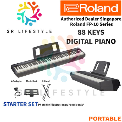 Shop & Buy Roland FP-10 Black Basic Set + Keyboard Stand Digital Piano Keyboard 88 Keys with latest Sales & Promotions at SRLifestyleSingapore.com