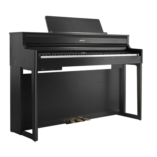 Roland HP704 Upright Wooden Keys Digital Piano, Charcoal Black