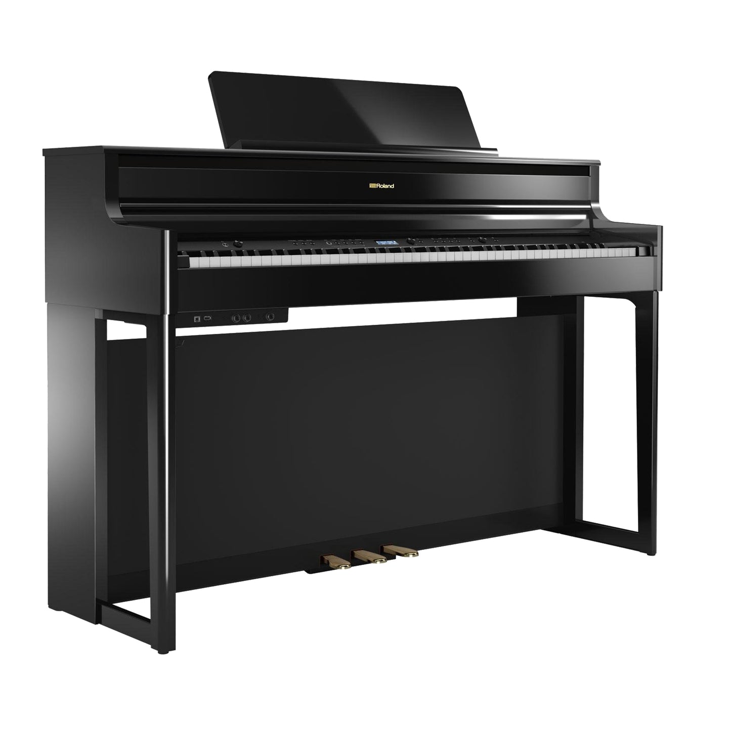 Roland HP704 Upright Wooden Keys Digital Piano, Polished Ebony