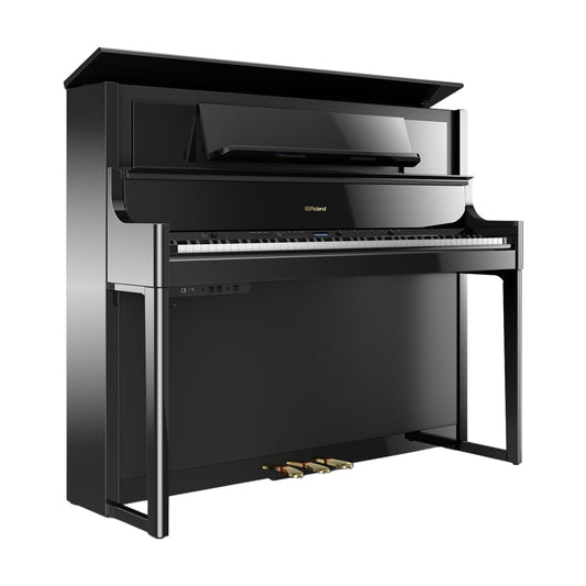 Roland LX708 Premium Upright Wooden Keys Digital Piano, Polished Ebony