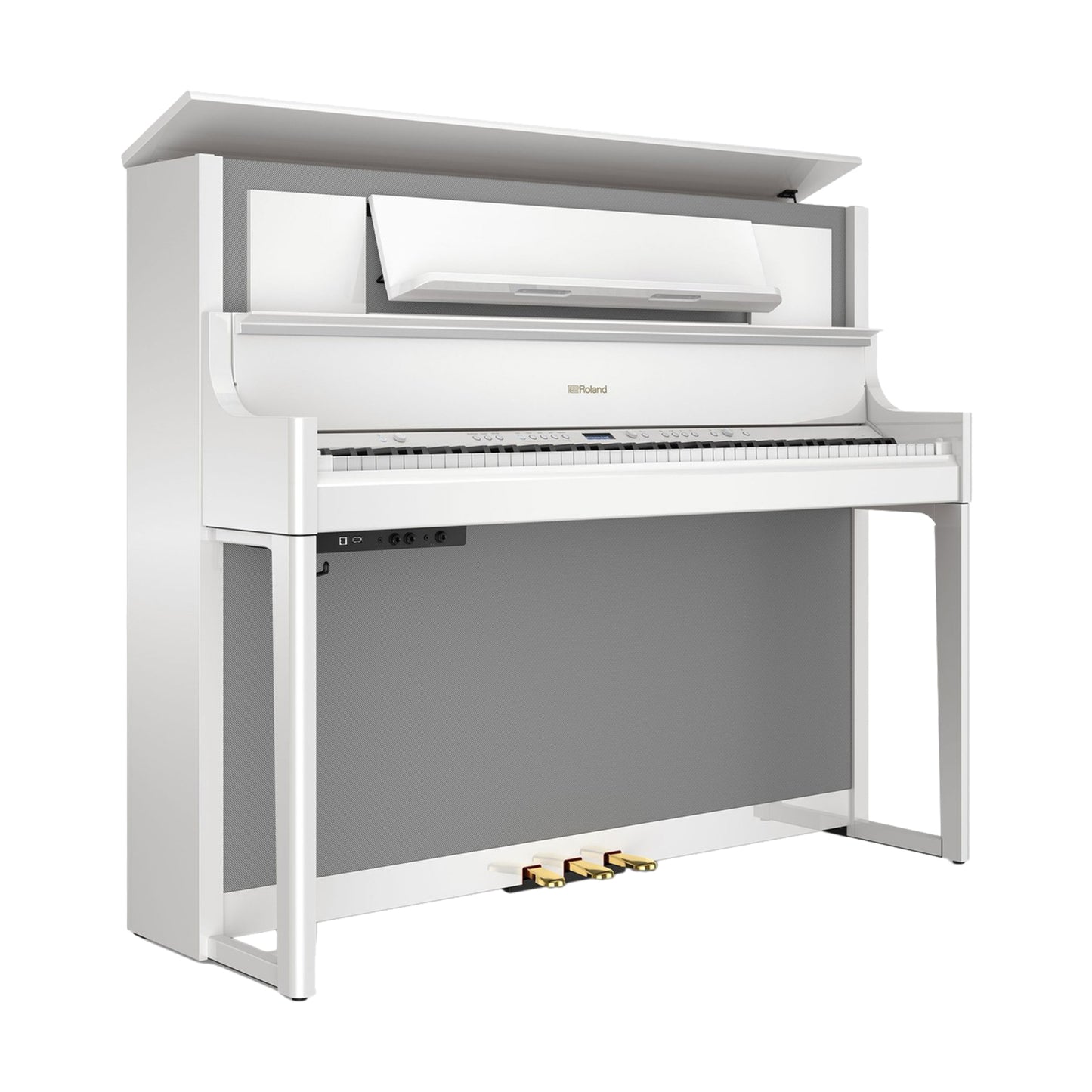 Roland LX708 Premium Upright Wooden Keys Digital Piano, Polished White